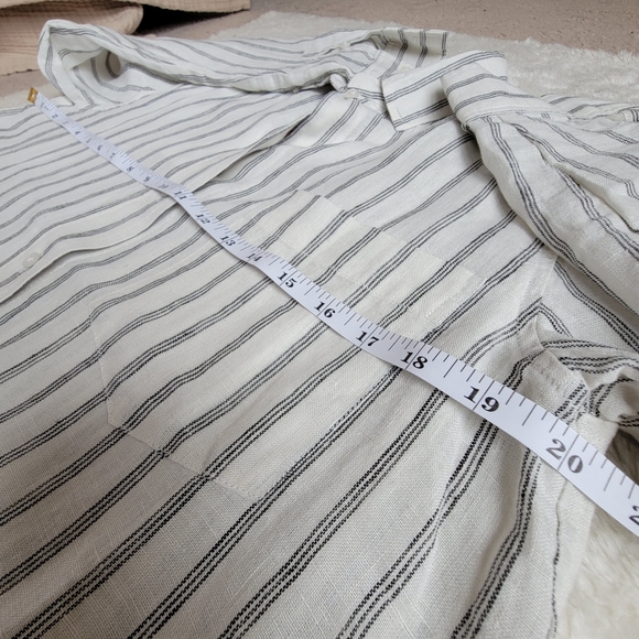 NWT Quince 100% European Linen Shirt Dress, Oatmeal +  Black Stripe, XS - Picture 5 of 11